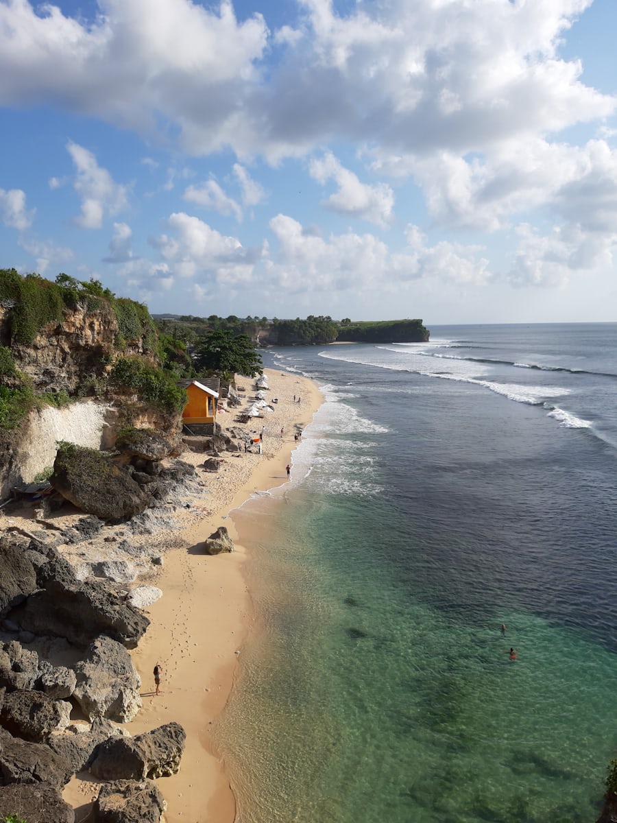 Sandy beach and clear blue water in Lombok